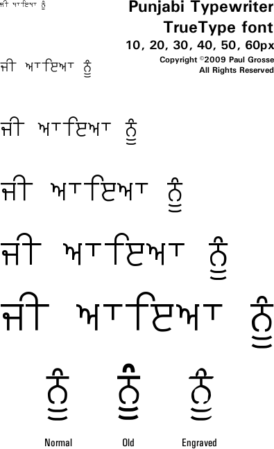 Punjabi Typewriter :: Resources :: TrueType Gurmukhi fonts :: Billie the cat