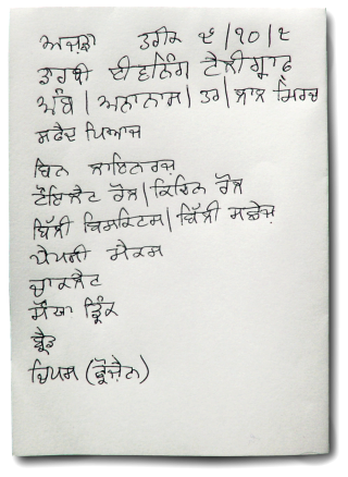 Gurmukhi Shopping List